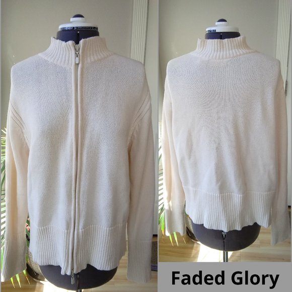 Faded Glory Sweaters - Faded Glory Double Pull Zip Front Cardigan